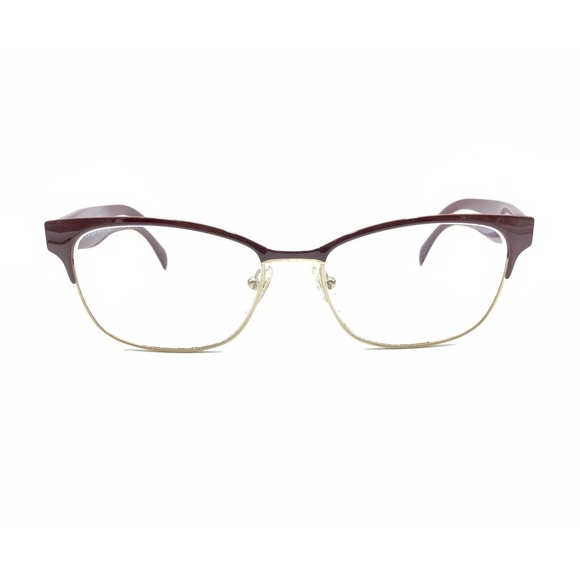 Prada VPR 65R UAN-1O1 Burgundy Red Gold Square Eyeglasses Frames 53-16 140 Italy - Picture 6 of 12